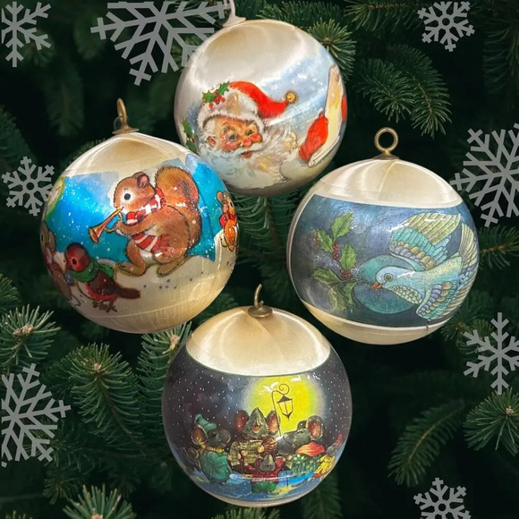 Vintage Satin Ball Christmas Ornaments set of 4 1980s shatterproof - Picture 1 of 3
